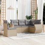 vidaXL Salon de jardin avec coussins 5 Pièces beige résine tressée