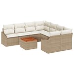vidaXL Set de 9 Canapés de Jardin avec Coussins Beige en Poly Rattan Acacia