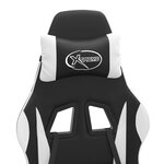 vidaXL Chaise de jeu pivotante et repose-pied Noir et blanc Similicuir