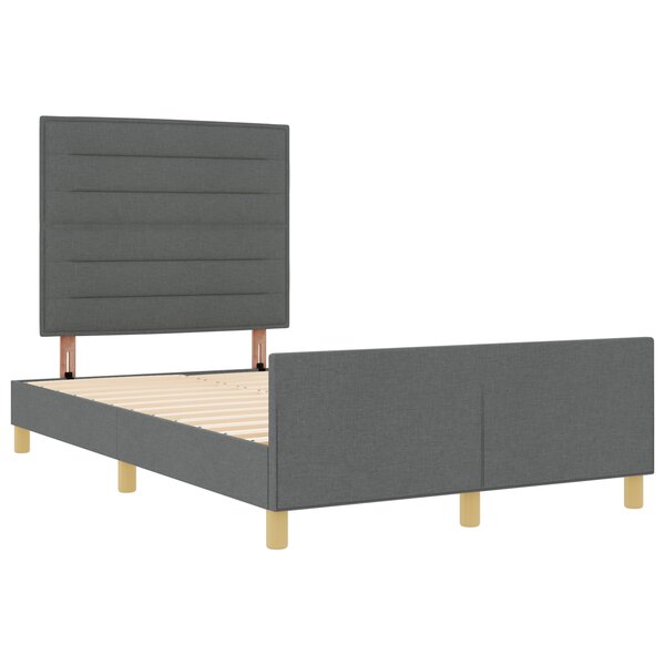 Lit vidaXL en gris foncé  160x200 cm  en tissu