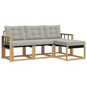 vidaXL Ensemble de canapés d'extérieur 4 pc Blanc et gris clair