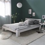 Futon lit double 140x200 lit en bois blanc