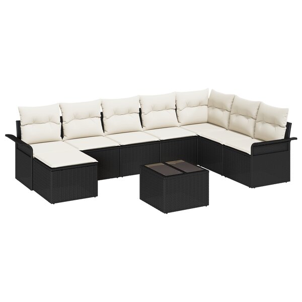 Ensemble de Canapé de Jardin de 8 Pièces avec Coussins en Rattan Poly Marron