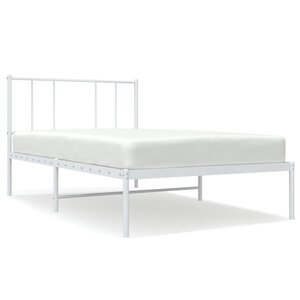 vidaXL Cadre de lit métal sans matelas avec tête de lit blanc 90x190cm
