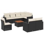 vidaXL Salon de jardin 9 Pièces avec coussins noir résine tressée