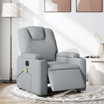 vidaXL Fauteuil de massage inclinable électrique gris clair tissu