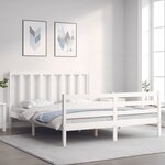 vidaXL Cadre de lit avec tête de lit blanc 160x200 cm bois massif