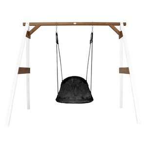 AXI Portique en bois Blanc Marron avec balançoire siège nid ovale 160x254x207cm