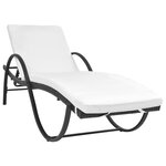 vidaXL Chaise longue avec coussin et table Résine tressée Noir