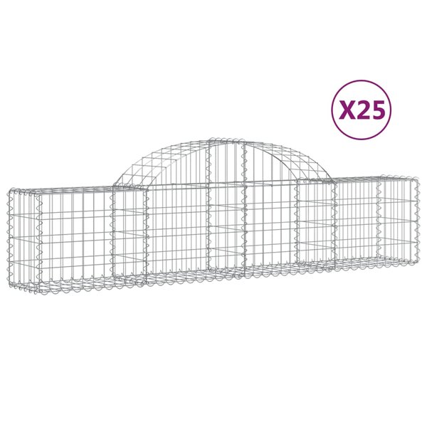 vidaXL Paniers à gabions arqués 25 Pièces 200x30x40/60 cm Fer galvanisé