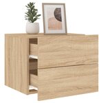vidaXL Table de chevet murale avec lumières LED chêne sonoma