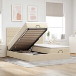 VidaXL Cadre de lit ottoman avec matelas crème 180x200 cm tissu