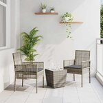 vidaXL Ensemble bistro de jardin 3 Pièces Gris Poly rotin