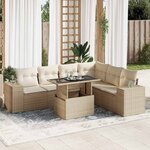 vidaXL Salon de jardin avec coussins 7 Pièces beige résine tressée