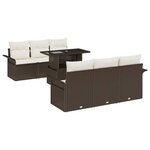 vidaXL Ensemble de canapé de jardin 7 Pièces Marron Poly rotin