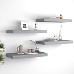 vidaXL Étagères murales flottantes 4 Pièces gris 50x23x3 8 cm MDF