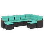 vidaXL Salon de jardin 9 Pièces avec coussins noir résine tressée