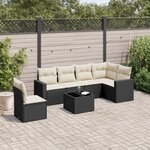 vidaXL Salon de jardin 7 Pièces avec coussins noir résine tressée