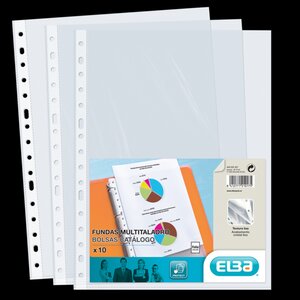 Elba Pack de 10 Couvertures Standard Folio Multi-trous - Matériau PP 70  - Transparent et cristallin