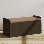 vidaXL Banc de rangement et coussin marron 115x51x52 cm résine tressée