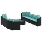 vidaXL Salon de jardin 9 Pièces avec coussins noir résine tressée