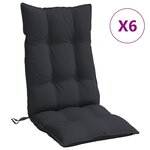 vidaXL Coussins de chaise à dossier haut lot de 6 noir tissu oxford