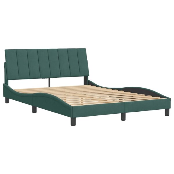 vidaXL Cadre de lit avec tête de lit Vert foncé 140x200 cm Velours