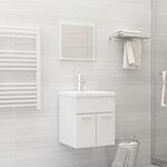 vidaXL Ensemble de meubles de salle de bain Blanc brillant Aggloméré