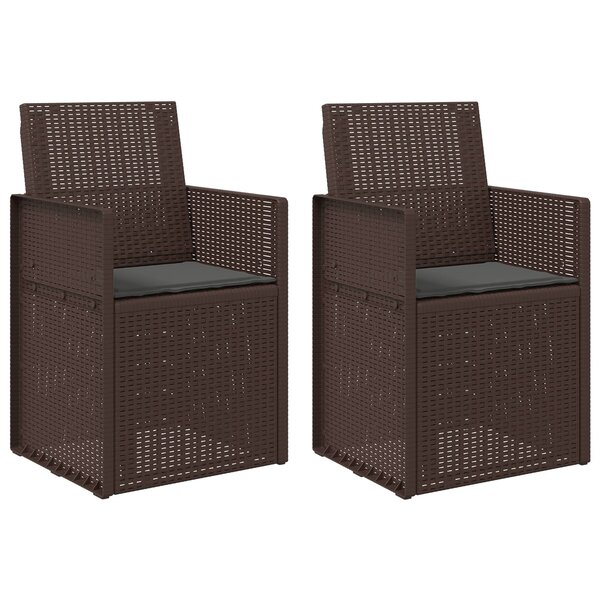 vidaXL Chaises de jardin salle à manger 2 pc Marron et anthracite PP