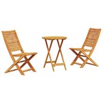 Ensemble de bistro pliable 3 pièces en acacia massif