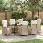 vidaXL Ensemble de salle à manger pour jardin 7 Pièces Beige polyrotin