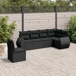 vidaXL Salon de jardin 6 Pièces avec coussins noir résine tressée