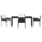 vidaXL Set de salle à manger de jardin 5 pièces avec coussins Marron Poly Rattan