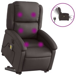 vidaXL Fauteuil inclinable de massage électrique marron foncé