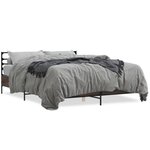 vidaXL Cadre de lit chêne marron 150x200 cm bois d'ingénierie et métal