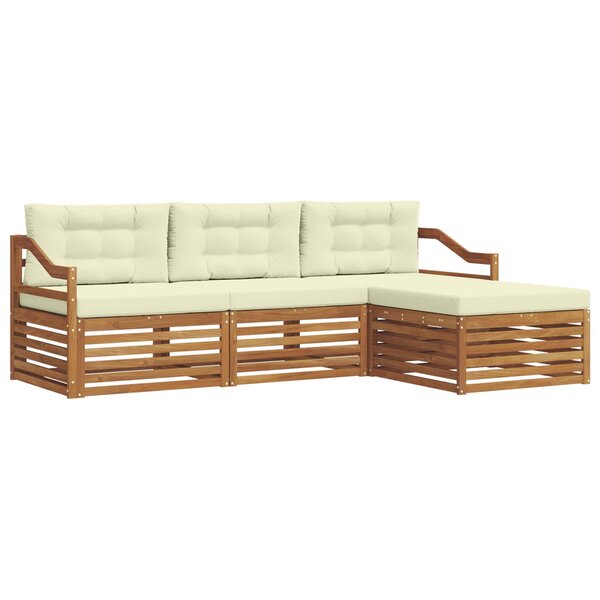 vidaXL Ensemble de canapés d'extérieur 4 pc Naturel et Crème