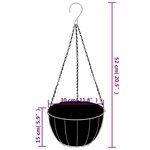 vidaXL Jardinières suspendues 4 Pièces avec doublure coco Noir Ø 30x52 cm