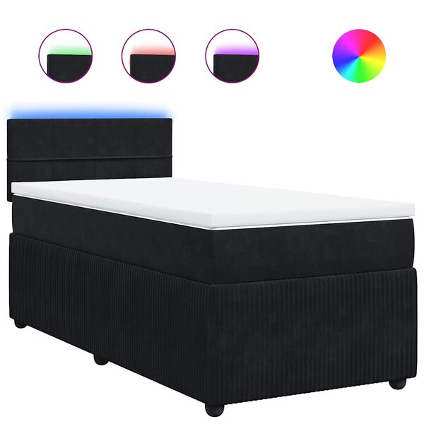 vidaXL Sommier à lattes de lit et matelas Noir 80x200 cm Velours