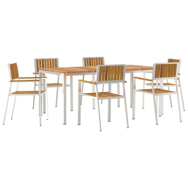 vidaXL Ensemble de repas extérieur 7 Pièces Marron Bois d'Acacia Massif