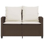 vidaXL Canapé de jardin 2 places coussins table marron résine tressée