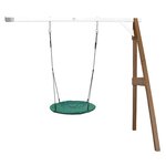 AXI Portique mural en bois Marron Blanc avec balancoire siege nid rond