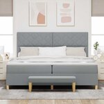 vidaXL Lit à ressorts avec matelas Gris clair 200 x 200 cm tissu