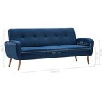 vidaXL Canapé à 3 places Tissu Bleu
