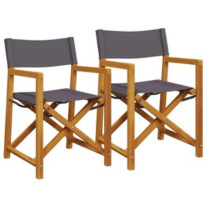 vidaXL Chaises de réalisateur pliables lot de 2 gris foncé tissu