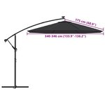 vidaXL Tissu de remplacement pour parasol déporté Noir 350 cm