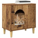 vidaXL Maison pour chat Bois ancien 51 x 30 x 52 cm Bois d'ingénierie