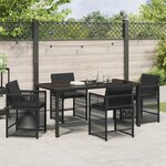 vidaXL Ensemble de Salle à Manger de Jardin de 5 Pièces avec Coussins Noir Rattan PE