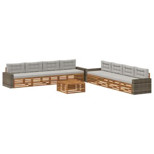 vidaXL Ensemble de canapés d'extérieur 9 pc Naturel et gris clair