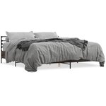 vidaXL Cadre de lit chêne marron 200x200 cm bois d'ingénierie et métal