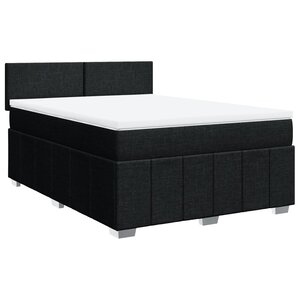 vidaXL Sommier à lattes de lit avec matelas Noir 160x200 cm Tissu